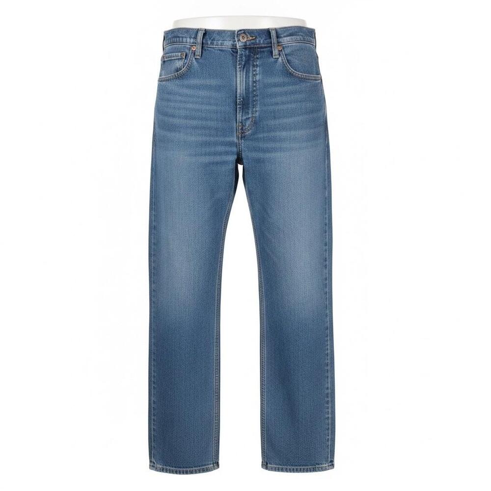 Levis 505 Jeans Mens 42x32 Blue Denim Regular Fit Straight Leg Stretch Zip Fly